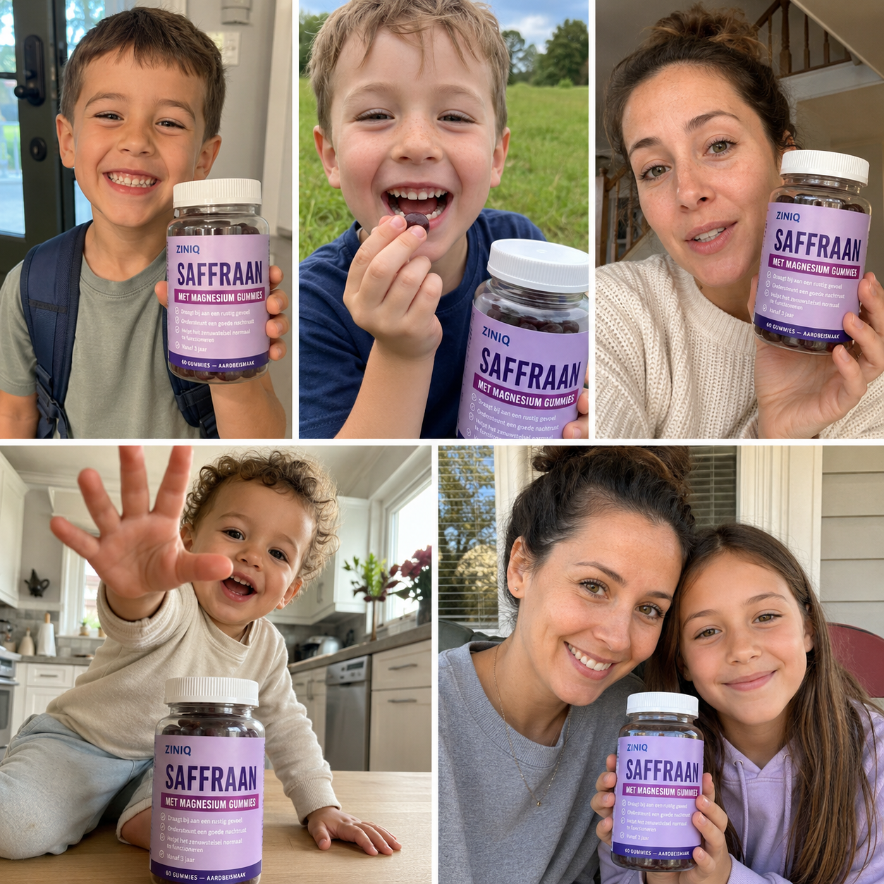 ZINIQ Saffraan & magnesium gummies | voor de overgang van school naar thuis | meer rust, minder ontploffingen.