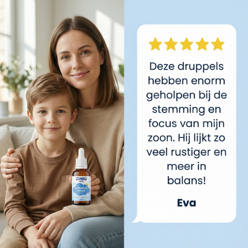 ZINIQ Kids L-Methylfolaat | Rust in het hoofd na schooltijd — zonder medicatie. en een kind dat zich weer goed voelt in zijn eigen hoofd.