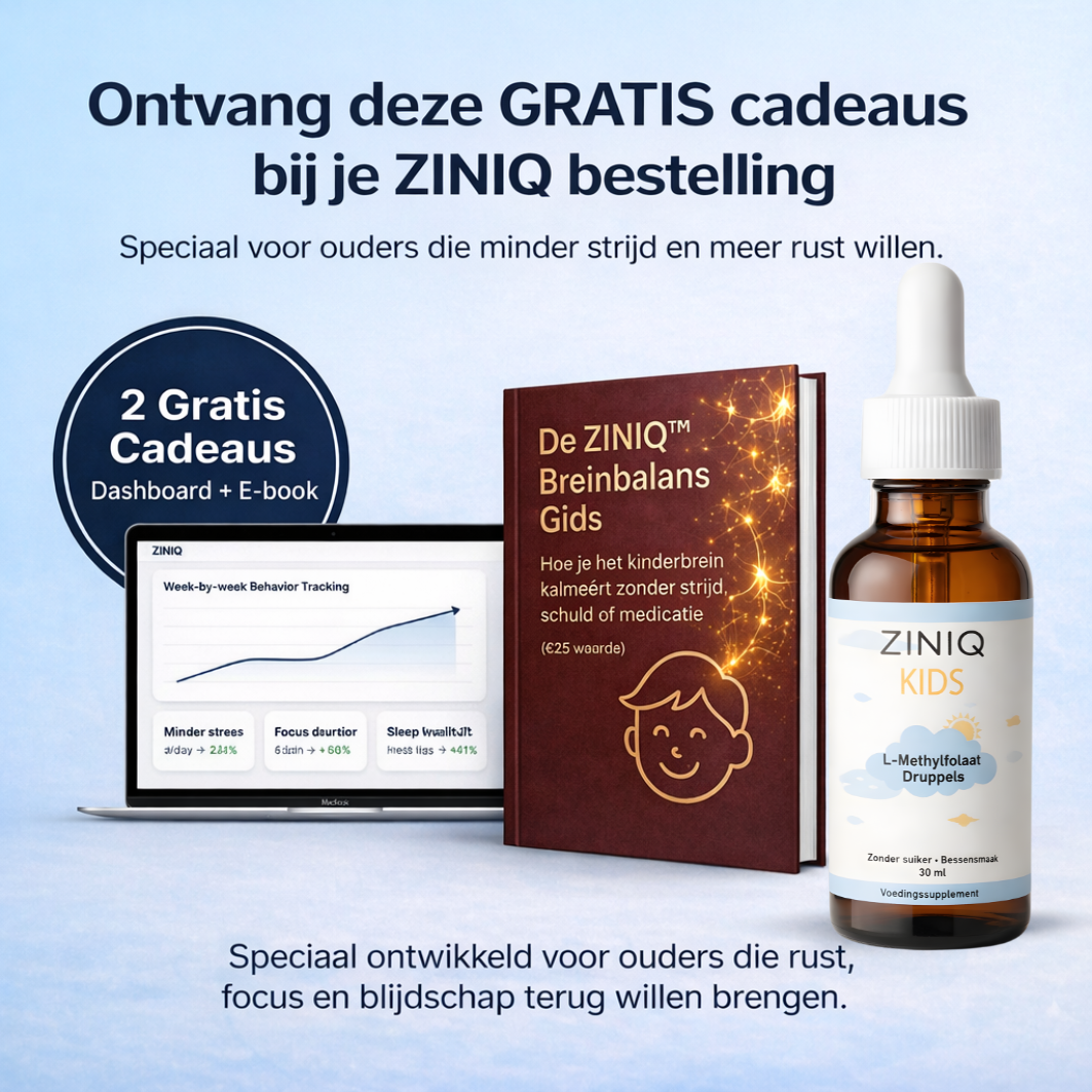 ZINIQ Kids L-Methylfolaat| De bouwstof die Ritalin niet geeft — naast de medicatie
